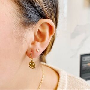 All Smiles Gold Smiley Face Mini Huggie Earring